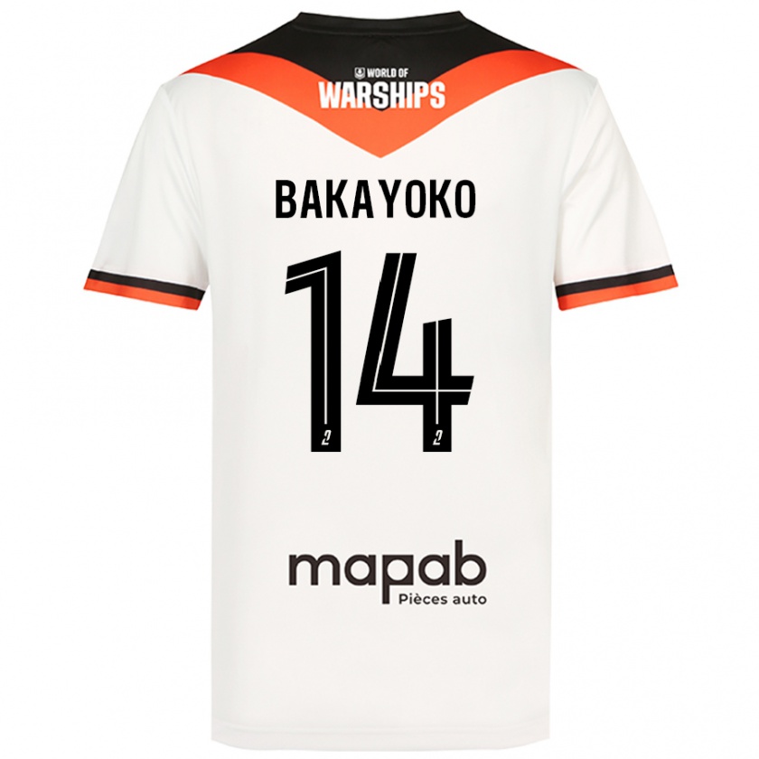 Kandiny Niño Camiseta Tiemoué Bakayoko #14 Blanco 2ª Equipación 2024/25 La Camisa Chile