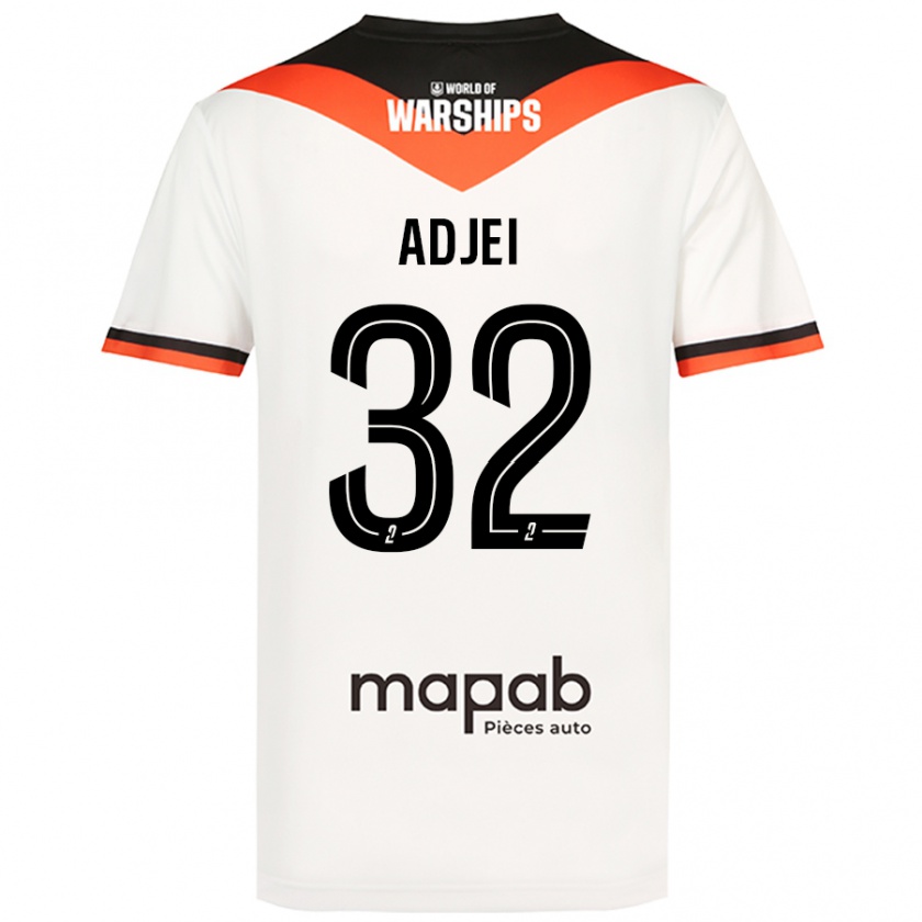 Kandiny Niño Camiseta Nathaniel Adjei #32 Blanco 2ª Equipación 2024/25 La Camisa Chile