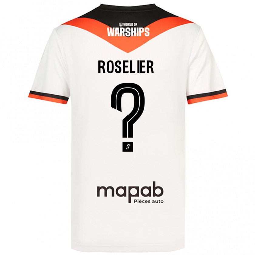 Kandiny Niño Camiseta Nathan Roselier #0 Blanco 2ª Equipación 2024/25 La Camisa Chile