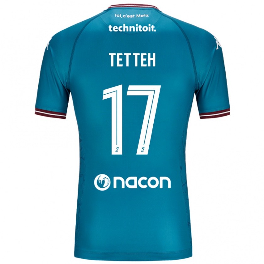 Kandiny Niño Camiseta Benjamin Tetteh #17 Azul Petróleo 2ª Equipación 2024/25 La Camisa Chile