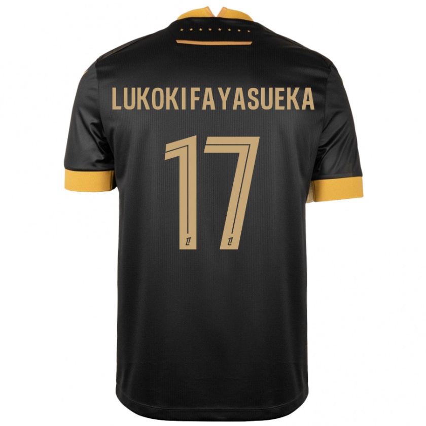 Kandiny Niño Camiseta Kévin Lukoki Fayasueka #17 Negro Marrón 2ª Equipación 2024/25 La Camisa Chile