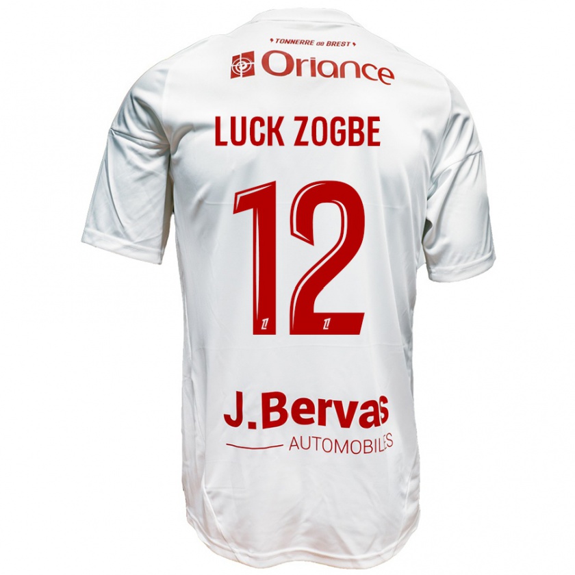 Kandiny Niño Camiseta Luck Zogbé #12 Blanco Rojo 2ª Equipación 2024/25 La Camisa Chile