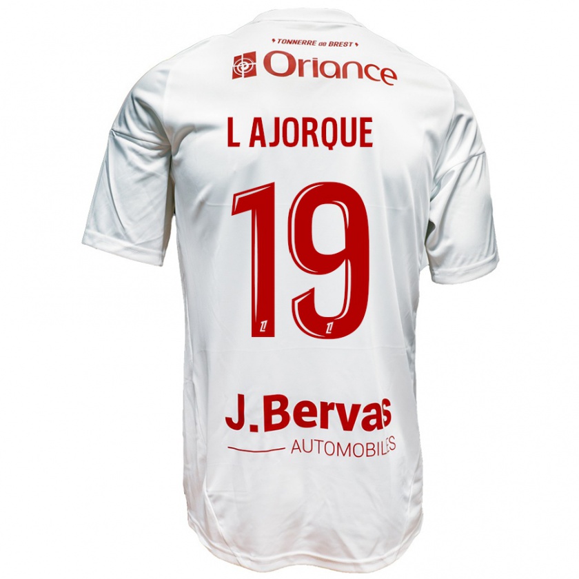 Kandiny Niño Camiseta Ludovic Ajorque #19 Blanco Rojo 2ª Equipación 2024/25 La Camisa Chile