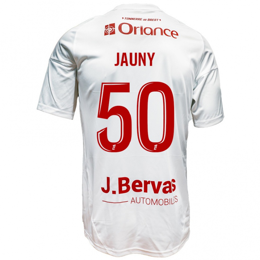 Kandiny Niño Camiseta Noah Jauny #50 Blanco Rojo 2ª Equipación 2024/25 La Camisa Chile