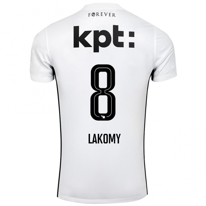 Kandiny Niño Camiseta Lukasz Lakomy #8 Blanco Negro 2ª Equipación 2024/25 La Camisa Chile