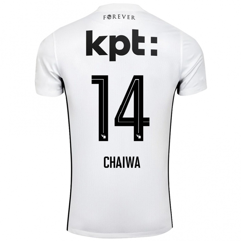 Kandiny Niño Camiseta Miguel Chaiwa #14 Blanco Negro 2ª Equipación 2024/25 La Camisa Chile