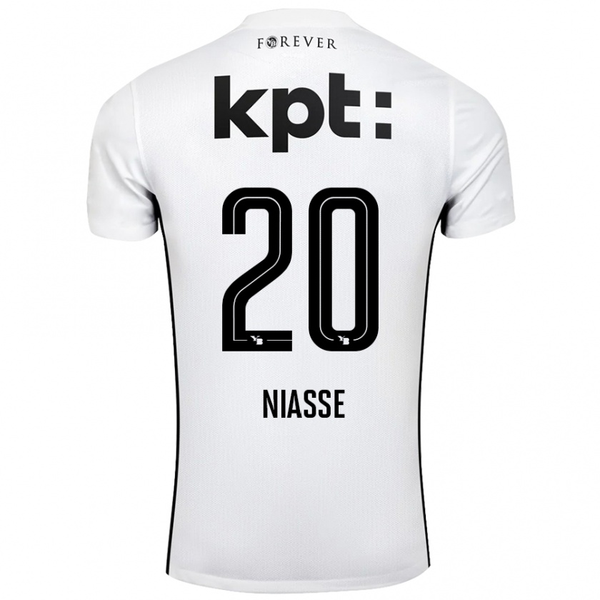 Kandiny Niño Camiseta Cheikh Niasse #20 Blanco Negro 2ª Equipación 2024/25 La Camisa Chile