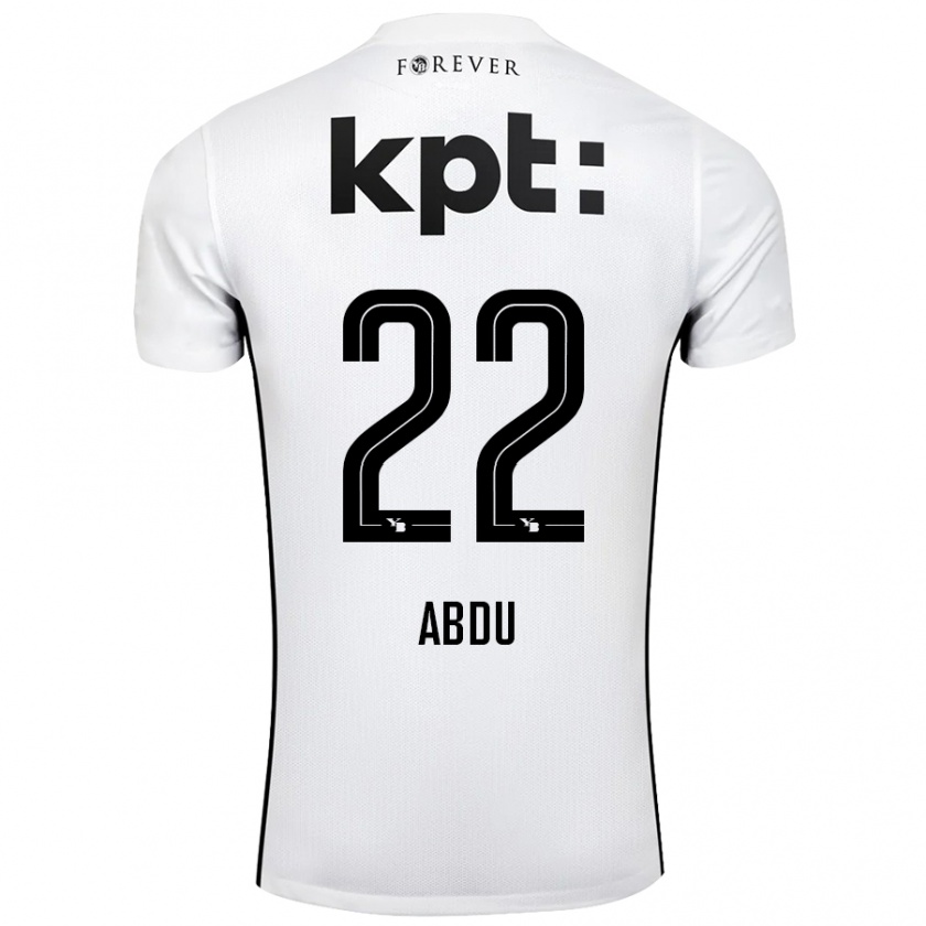 Kandiny Niño Camiseta Abdu Conté #22 Blanco Negro 2ª Equipación 2024/25 La Camisa Chile