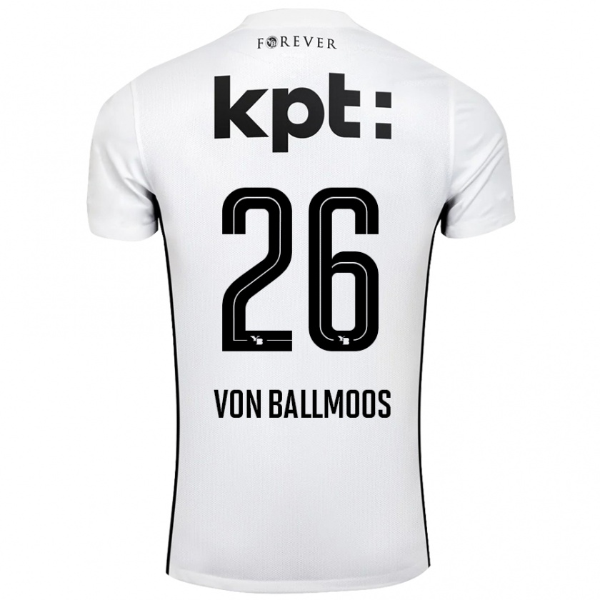 Kandiny Niño Camiseta David Von Ballmoos #26 Blanco Negro 2ª Equipación 2024/25 La Camisa Chile