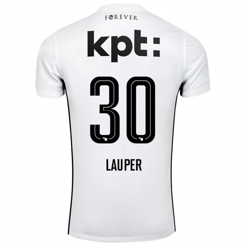 Kandiny Niño Camiseta Sandro Lauper #30 Blanco Negro 2ª Equipación 2024/25 La Camisa Chile