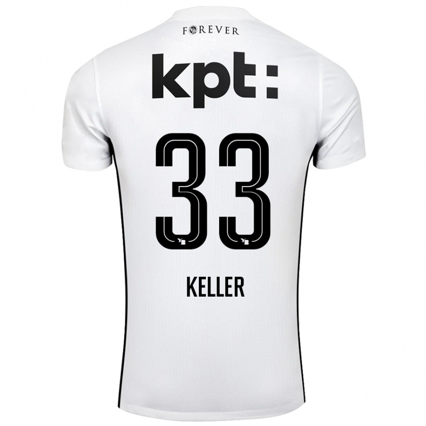 Kandiny Niño Camiseta Marvin Keller #33 Blanco Negro 2ª Equipación 2024/25 La Camisa Chile