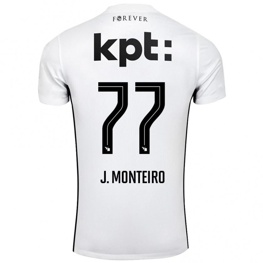 Kandiny Niño Camiseta Joël Monteiro #77 Blanco Negro 2ª Equipación 2024/25 La Camisa Chile