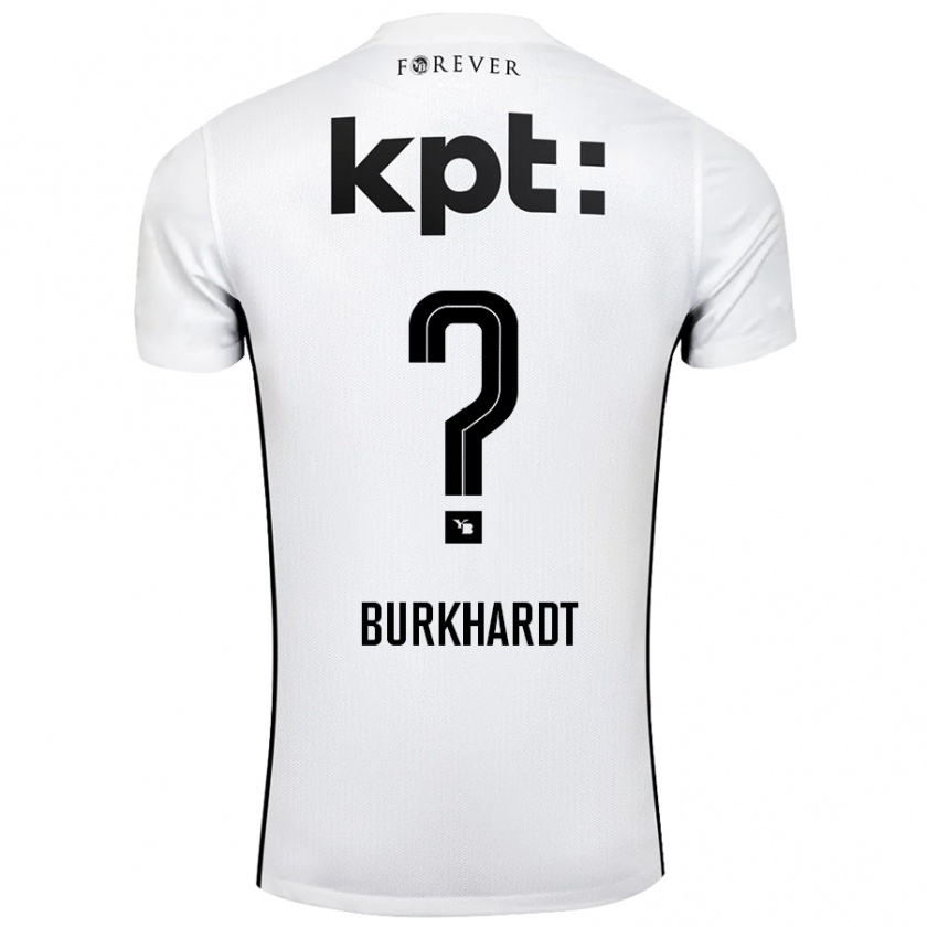 Kandiny Niño Camiseta Alessio Burkhardt #0 Blanco Negro 2ª Equipación 2024/25 La Camisa Chile