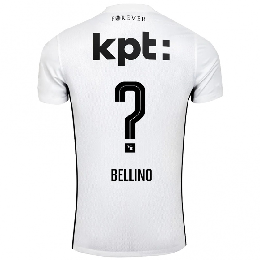 Kandiny Niño Camiseta Mattia Bellino #0 Blanco Negro 2ª Equipación 2024/25 La Camisa Chile