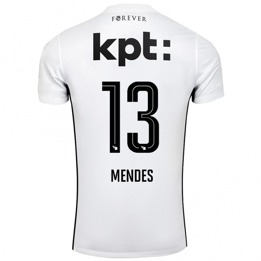 Kandiny Niño Camiseta Daniel Mendes #13 Blanco Negro 2ª Equipación 2024/25 La Camisa Chile