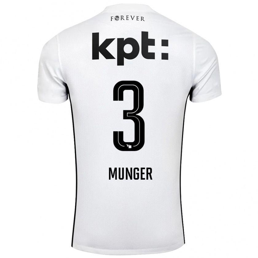 Kandiny Niño Camiseta Noa Münger #3 Blanco Negro 2ª Equipación 2024/25 La Camisa Chile