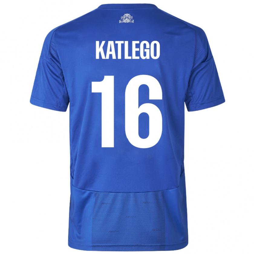 Kandiny Niño Camiseta David Katlego #16 Blanco Azul 2ª Equipación 2024/25 La Camisa Chile