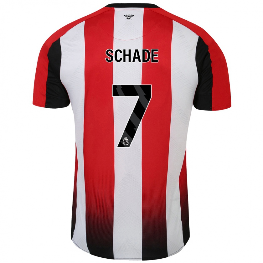 Kandiny Hombre Camiseta Kevin Schade #7 Rojo Blanco 1ª Equipación 2024/25 La Camisa Chile