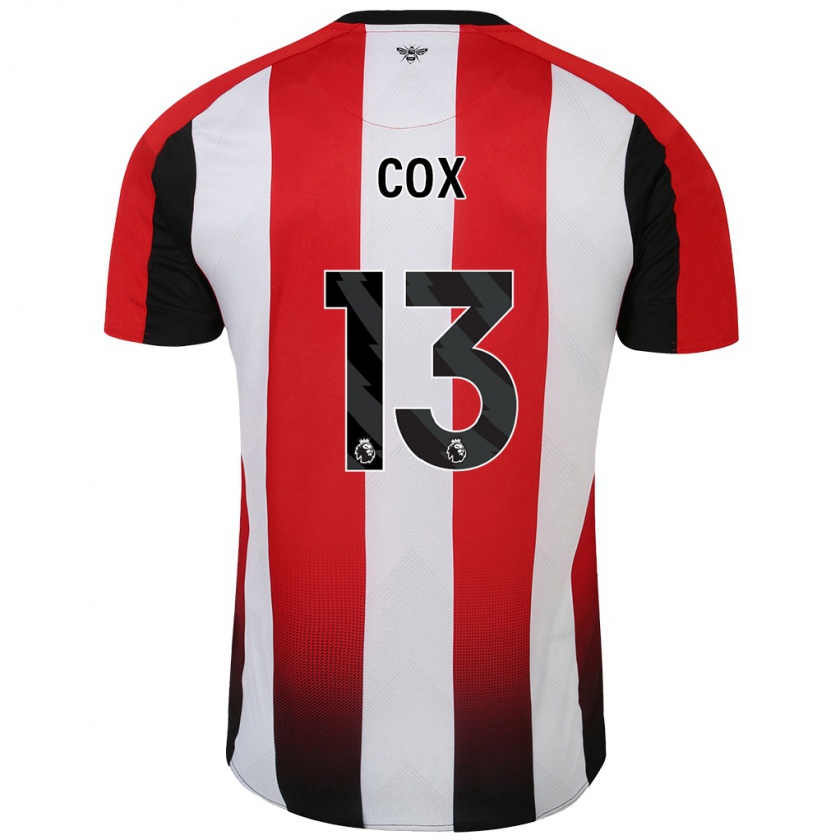 Kandiny Hombre Camiseta Matthew Cox #13 Rojo Blanco 1ª Equipación 2024/25 La Camisa Chile