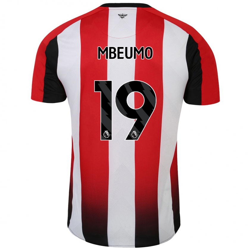 Kandiny Hombre Camiseta Bryan Mbeumo #19 Rojo Blanco 1ª Equipación 2024/25 La Camisa Chile