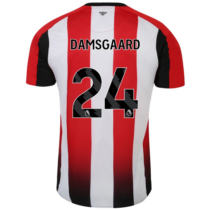 Kandiny Hombre Camiseta Mikkel Damsgaard #24 Rojo Blanco 1ª Equipación 2024/25 La Camisa Chile