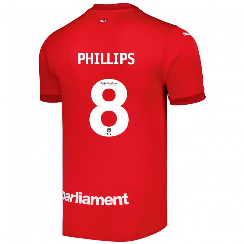 Kandiny Hombre Camiseta Adam Phillips #8 Rojo 1ª Equipación 2024/25 La Camisa Chile