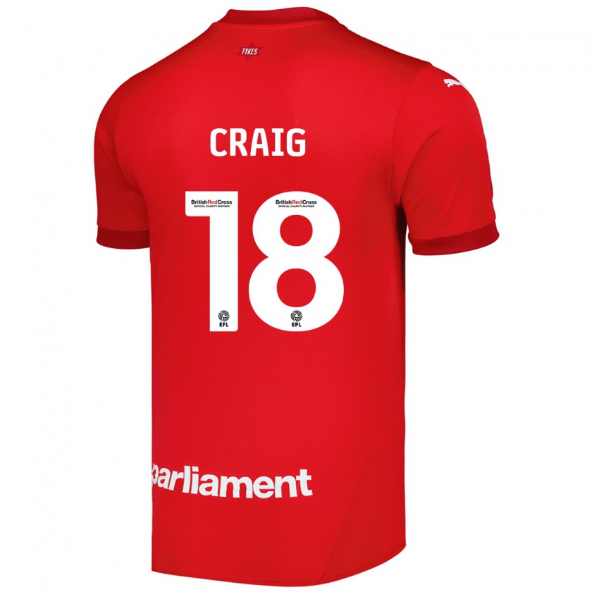 Kandiny Hombre Camiseta Matthew Craig #18 Rojo 1ª Equipación 2024/25 La Camisa Chile