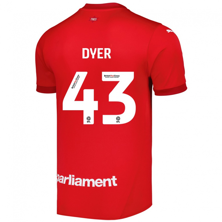 Kandiny Hombre Camiseta Josiah Dyer #43 Rojo 1ª Equipación 2024/25 La Camisa Chile