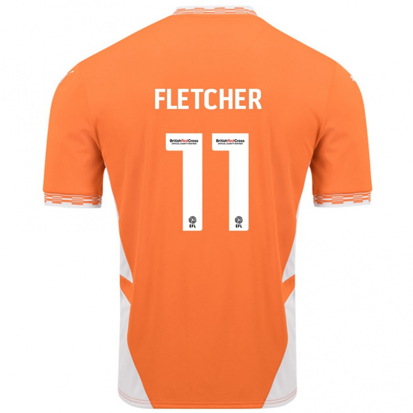 Kandiny Hombre Camiseta Ashley Fletcher #11 Naranja Blanco 1ª Equipación 2024/25 La Camisa Chile