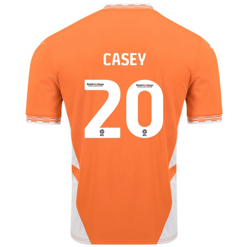 Kandiny Hombre Camiseta Oliver Casey #20 Naranja Blanco 1ª Equipación 2024/25 La Camisa Chile