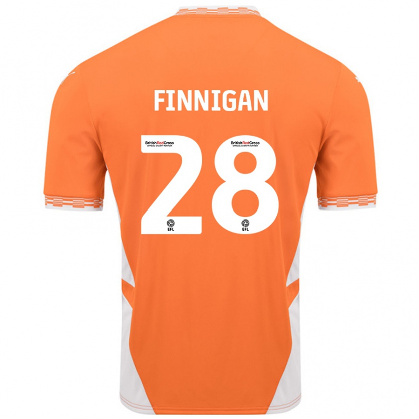 Kandiny Hombre Camiseta Ryan Finnigan #28 Naranja Blanco 1ª Equipación 2024/25 La Camisa Chile