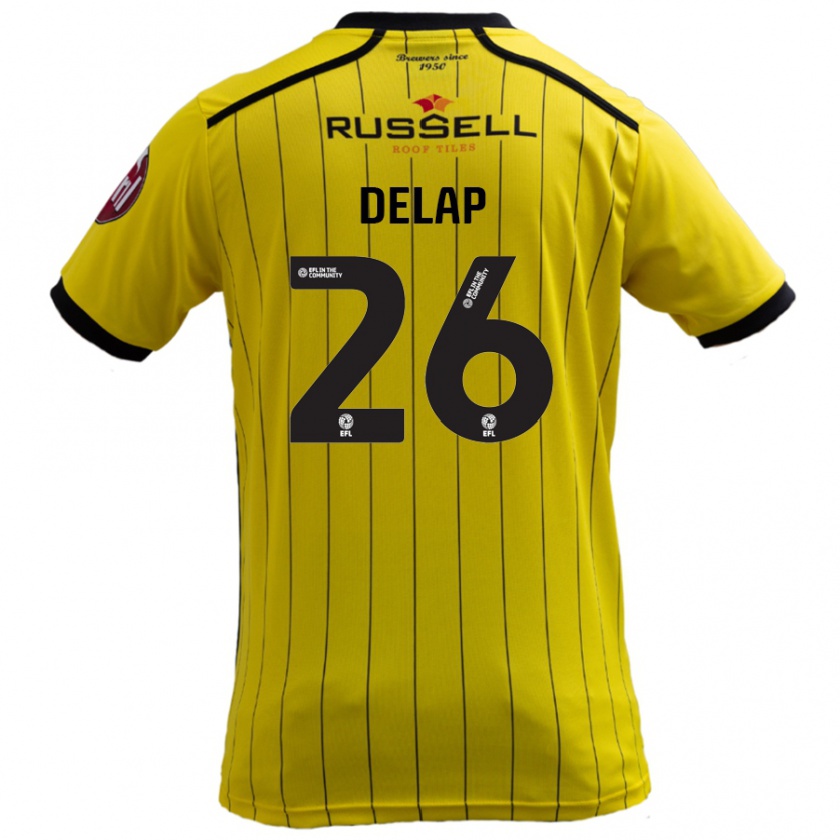 Kandiny Hombre Camiseta Finn Delap #26 Amarillo 1ª Equipación 2024/25 La Camisa Chile