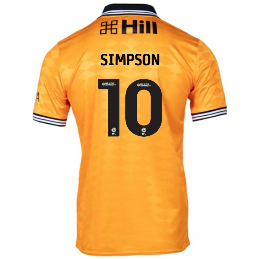 Kandiny Hombre Camiseta Harley-Jean Simpson #10 Naranja 1ª Equipación 2024/25 La Camisa Chile