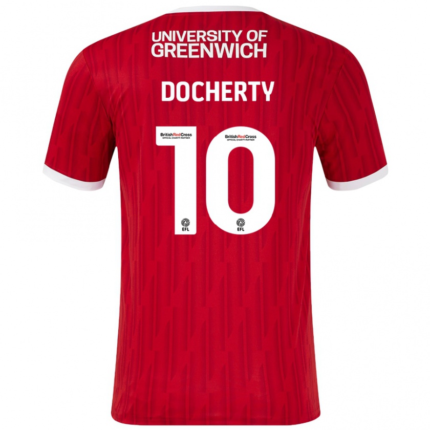 Kandiny Hombre Camiseta Greg Docherty #10 Rojo Blanco 1ª Equipación 2024/25 La Camisa Chile