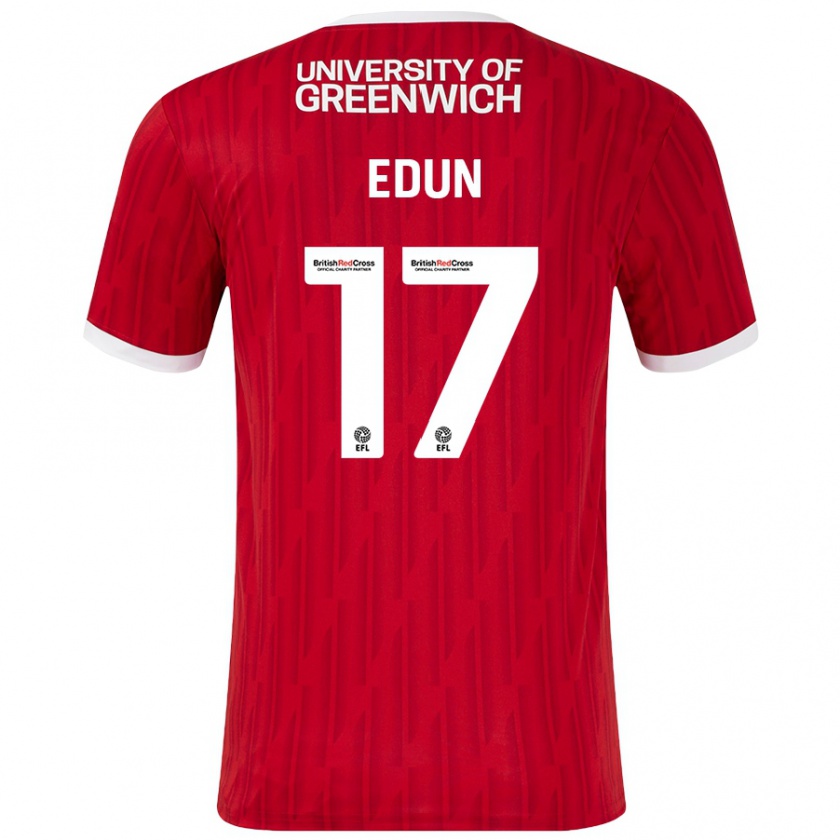 Kandiny Hombre Camiseta Tayo Edun #17 Rojo Blanco 1ª Equipación 2024/25 La Camisa Chile