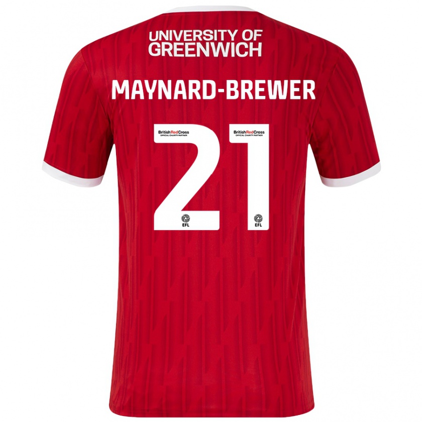 Kandiny Hombre Camiseta Ashley Maynard-Brewer #21 Rojo Blanco 1ª Equipación 2024/25 La Camisa Chile