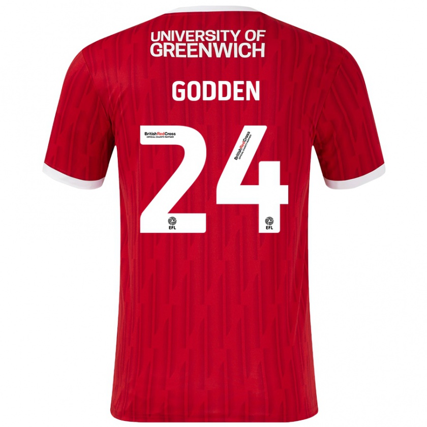 Kandiny Hombre Camiseta Matty Godden #24 Rojo Blanco 1ª Equipación 2024/25 La Camisa Chile