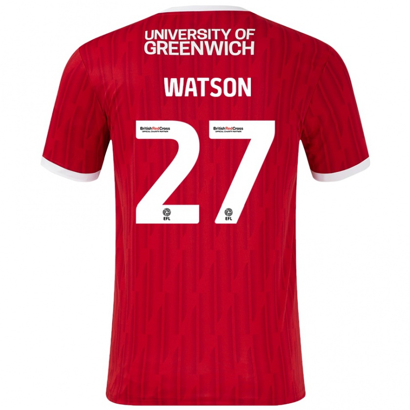 Kandiny Hombre Camiseta Tennai Watson #27 Rojo Blanco 1ª Equipación 2024/25 La Camisa Chile