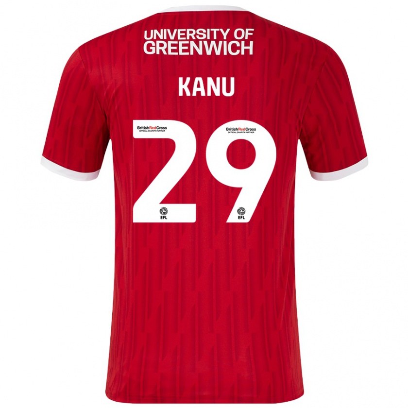 Kandiny Hombre Camiseta Daniel Kanu #29 Rojo Blanco 1ª Equipación 2024/25 La Camisa Chile