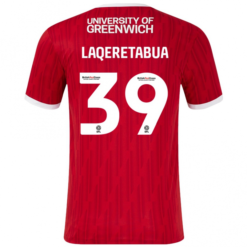 Kandiny Hombre Camiseta Josh Laqeretabua #39 Rojo Blanco 1ª Equipación 2024/25 La Camisa Chile