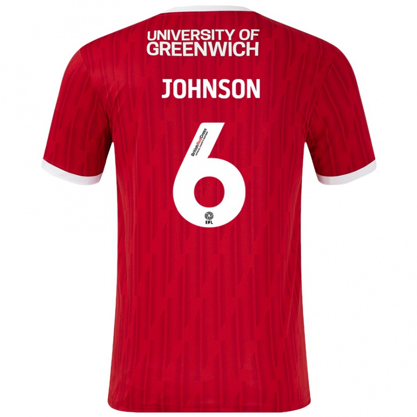 Kandiny Hombre Camiseta Melissa Johnson #6 Rojo Blanco 1ª Equipación 2024/25 La Camisa Chile