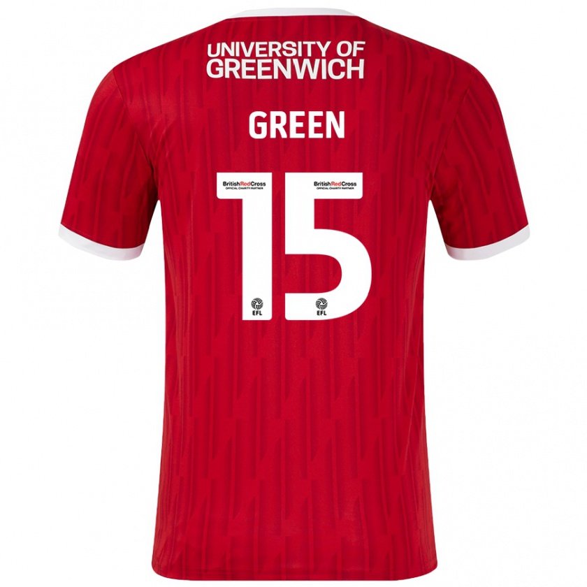 Kandiny Hombre Camiseta Kayleigh Green #15 Rojo Blanco 1ª Equipación 2024/25 La Camisa Chile