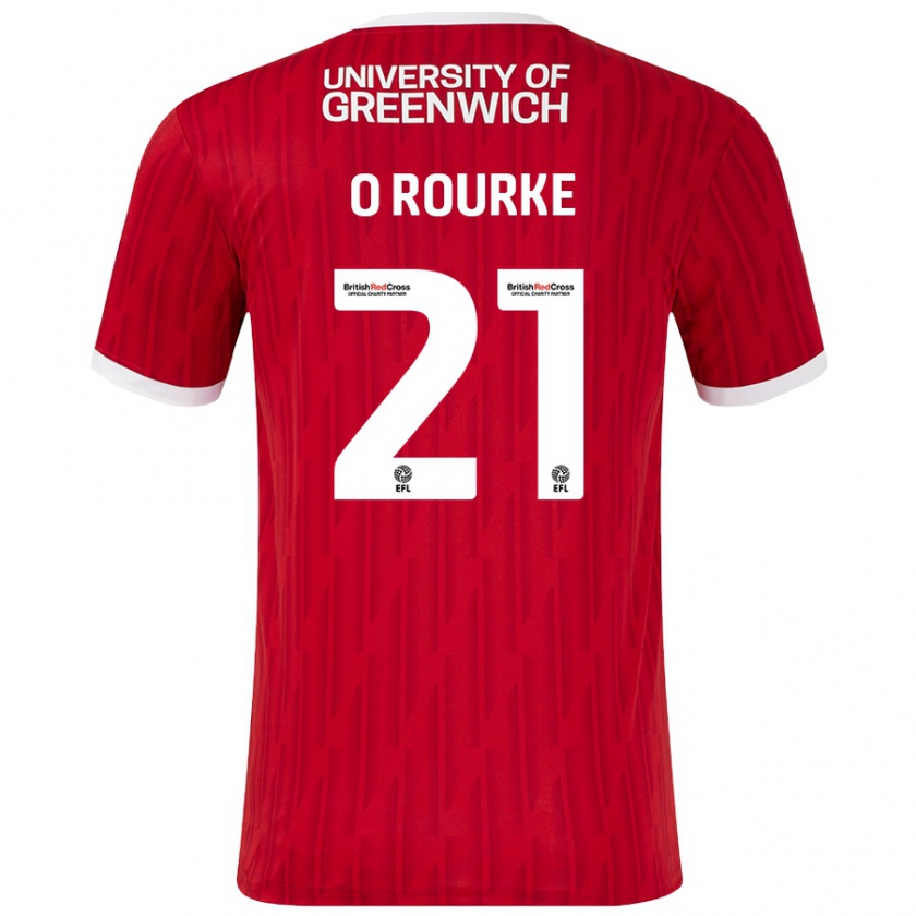 Kandiny Hombre Camiseta Sophie O'rourke #21 Rojo Blanco 1ª Equipación 2024/25 La Camisa Chile