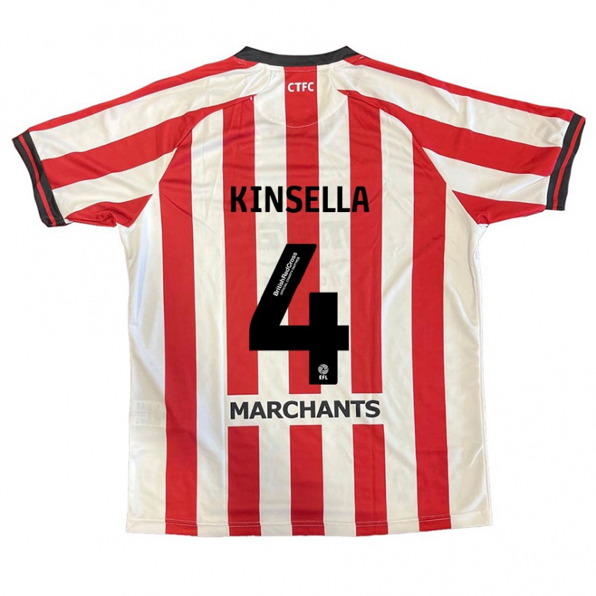 Kandiny Hombre Camiseta Liam Kinsella #4 Rojo Blanco 1ª Equipación 2024/25 La Camisa Chile