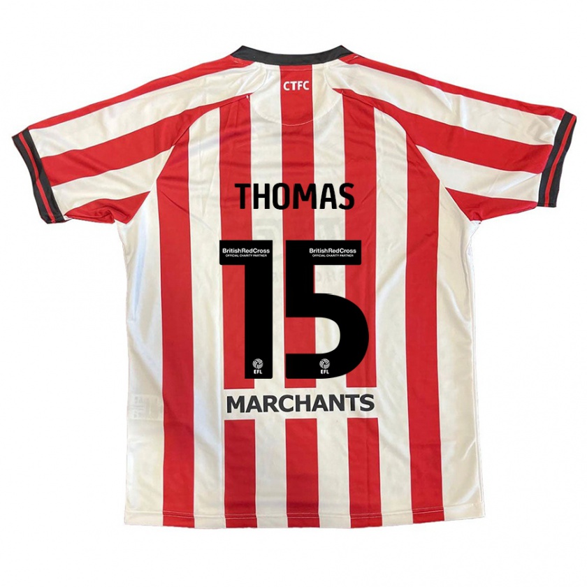 Kandiny Hombre Camiseta Jordan Thomas #15 Rojo Blanco 1ª Equipación 2024/25 La Camisa Chile