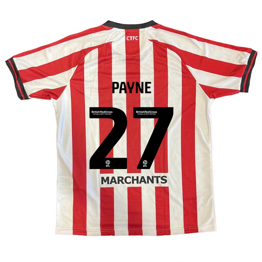 Kandiny Hombre Camiseta Lewis Payne #27 Rojo Blanco 1ª Equipación 2024/25 La Camisa Chile