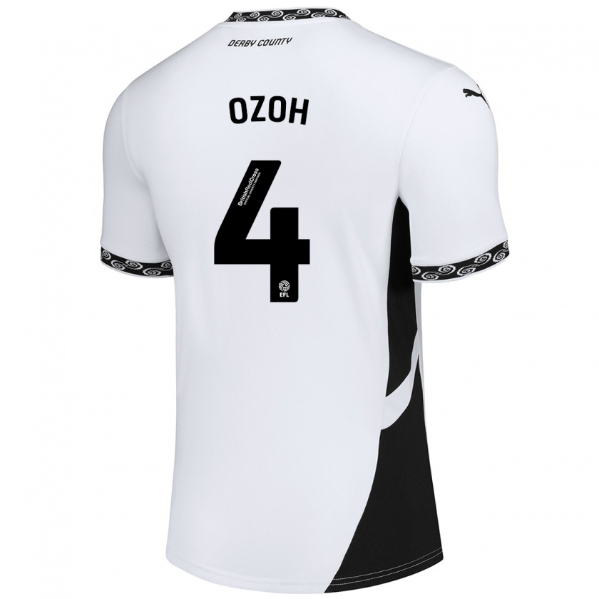 Kandiny Hombre Camiseta David Ozoh #4 Blanco Negro 1ª Equipación 2024/25 La Camisa Chile