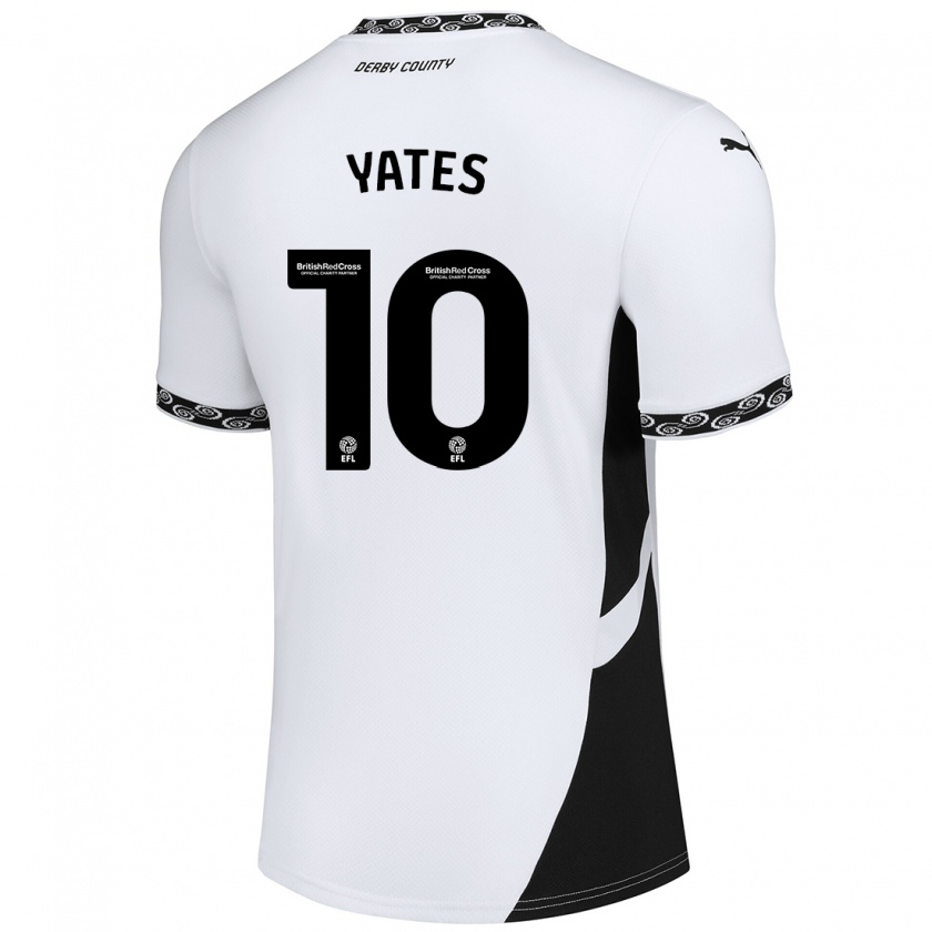 Kandiny Hombre Camiseta Jerry Yates #10 Blanco Negro 1ª Equipación 2024/25 La Camisa Chile