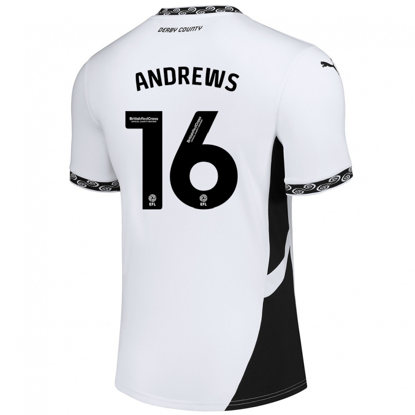 Kandiny Hombre Camiseta Marli Rhodes-Andrews #16 Blanco Negro 1ª Equipación 2024/25 La Camisa Chile