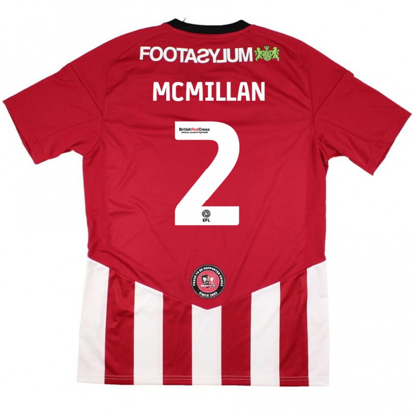 Kandiny Hombre Camiseta Jack Mcmillan #2 Rojo Blanco 1ª Equipación 2024/25 La Camisa Chile